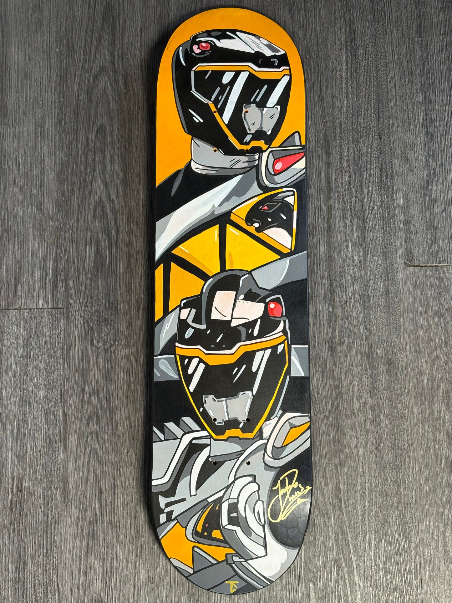 Hand signed Black Dino charge ranger deck